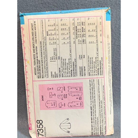 Vintage Simplicity 7358 Pattern Misses Unlined Jacket Sz 16 - Picture 2 of 2